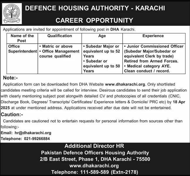 DHA Karachi Jobs 2025