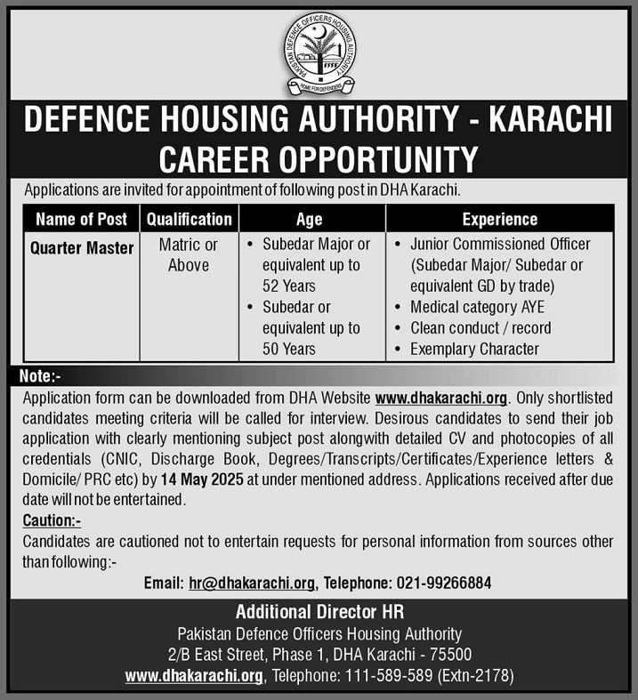 DHA Karachi jobs 2025