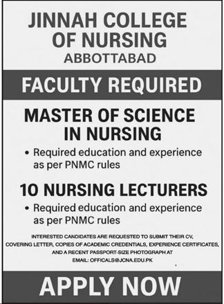 Jinnah College of Nursing Jobs 2025
