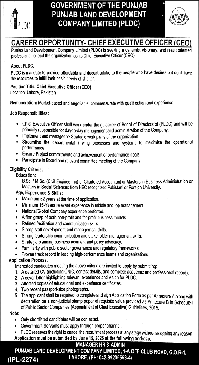 PLDC CEO Jobs 2025
