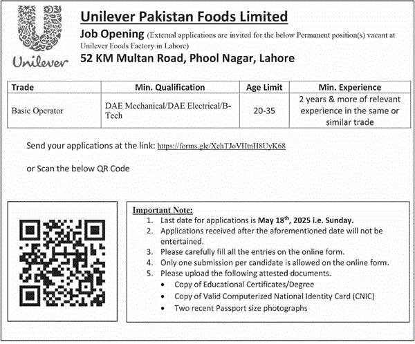 Unilever Pakistan Jobs 2025