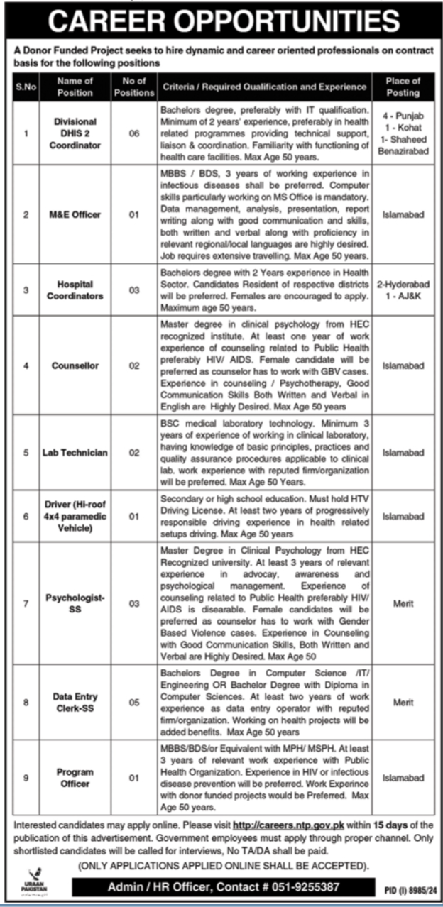 National TB Control Programme Jobs 2025