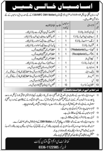 CMH Multan Jobs 2025