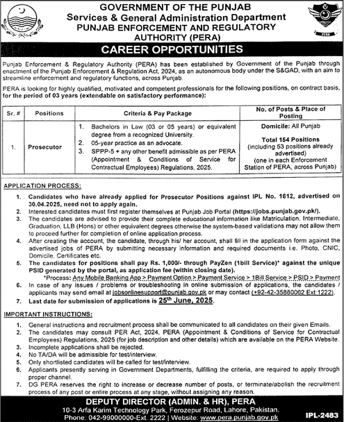 PERA Punjab Prosecutor Jobs 2025