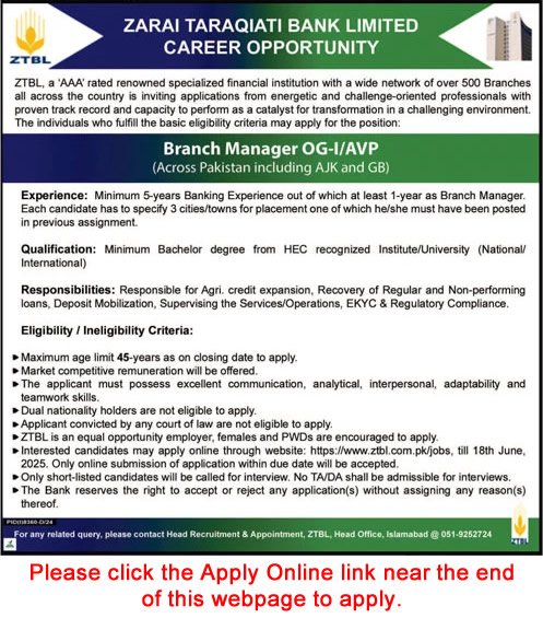 ZTBL Jobs 2025