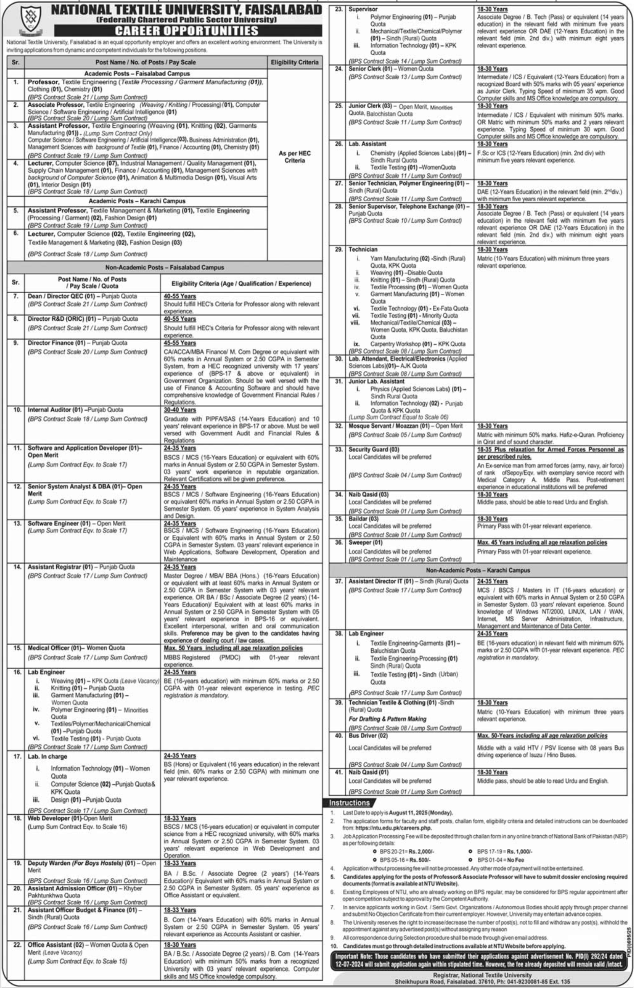 National Textile University Faisalabad