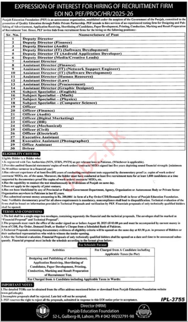 Punjab Education Foundation Management
