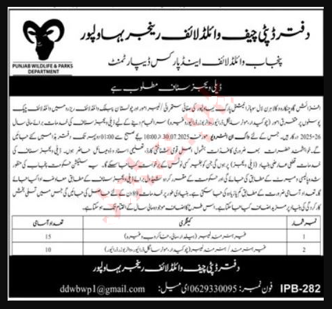 Punjab Wildlife & Parks Department Jobs 2025