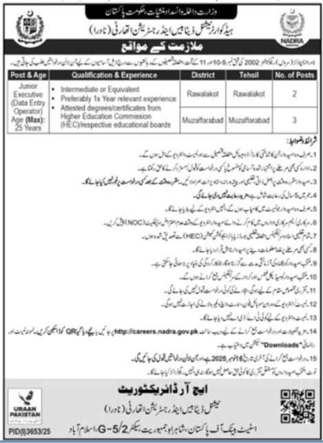 Latest NADRA Jobs 2025